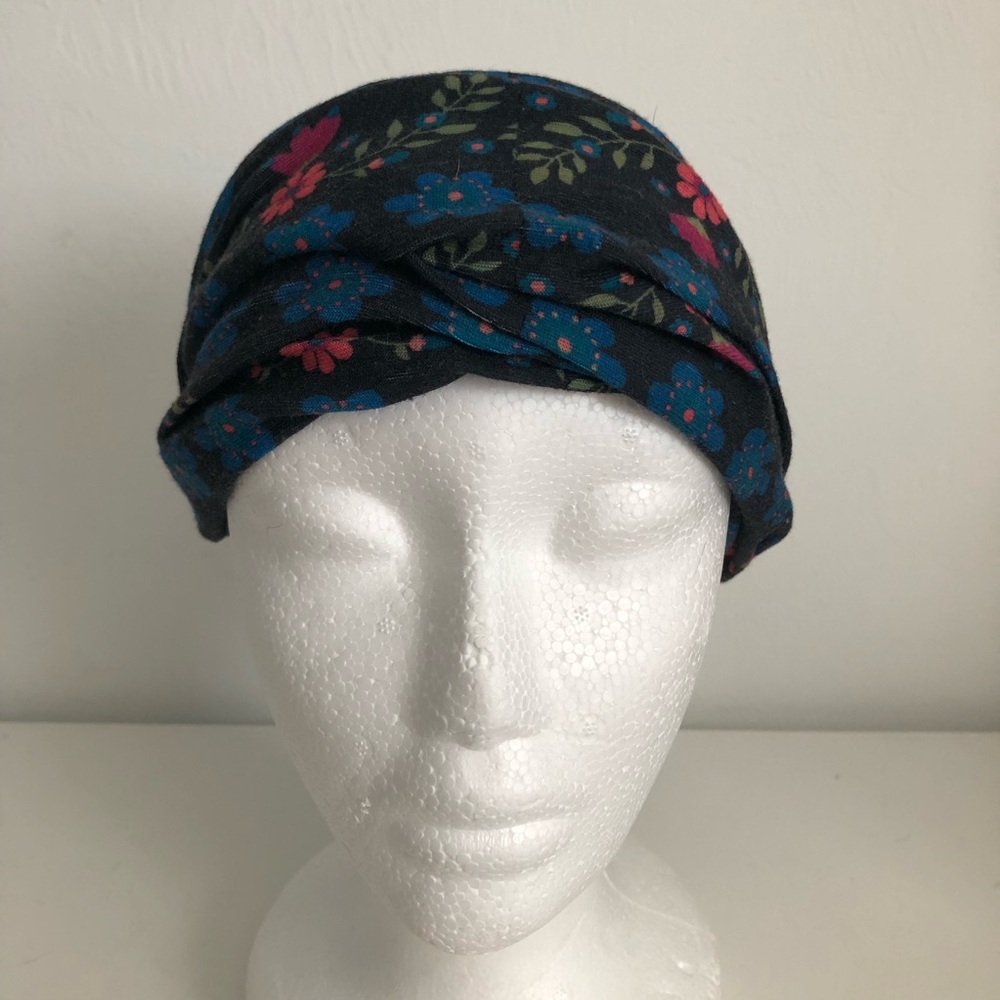NATURAL LIFE Navy Floral Twist Boho Bandeau with Pink & Teal Accents